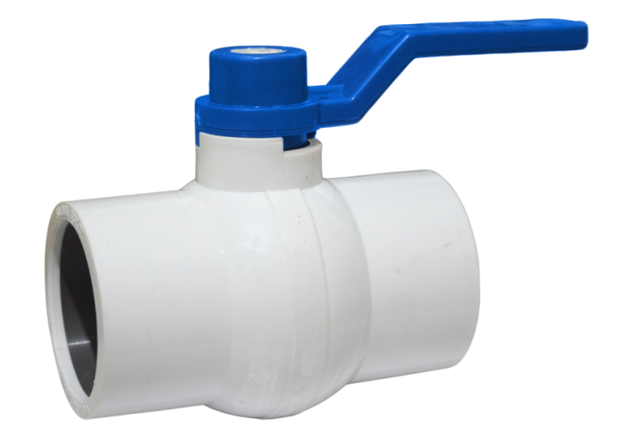 Blue Long Handle Solid Ball Valve White (Without MS Plate)