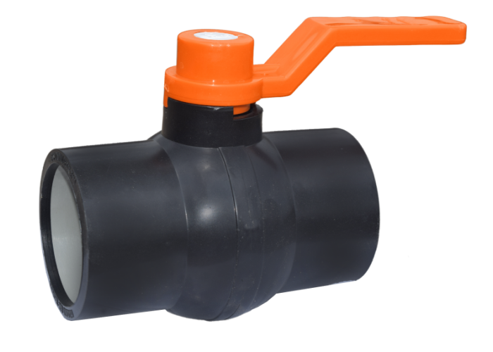 Orange Long Handle Solid Ball Valve Black (Without MS Plate)