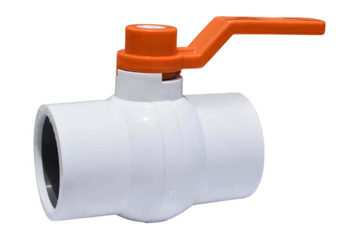 Orange Long Handle Solid Ball Valve White (Without MS Plate)