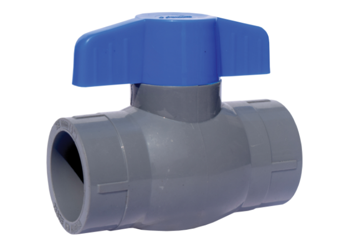 PVC Ball Valve Gray Short Handle Blue