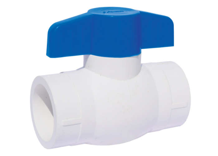 PVC Ball Valve White Short Handle Blue