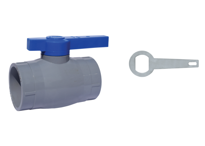 PVC Long Handle Ball Valve Gray MS Plate