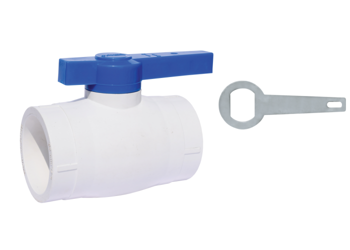 PVC Long Handle Ball Valve White MS Plate