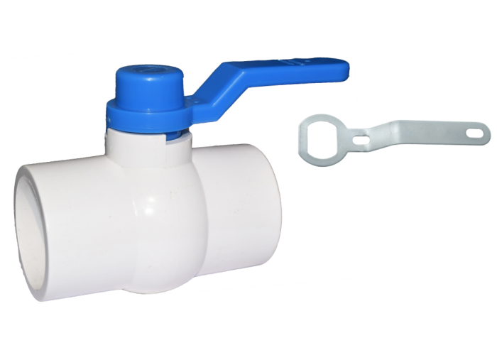 RPVC Long Handle Ball Valve White MS Plate