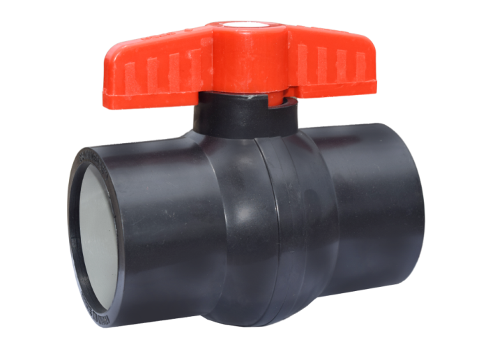 Solid Ball Valve Black Red Handle