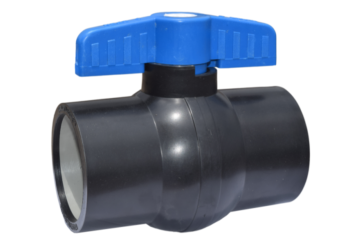 Solid Ball Valve Black Short Handle Blue