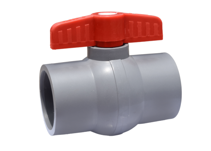 Solid Ball Valve Gray Red Handle