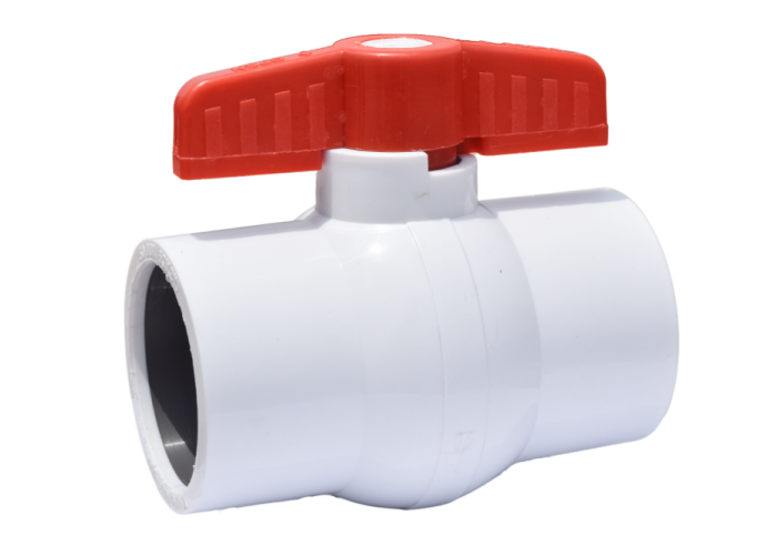 Solid Ball Valve White Red Handle