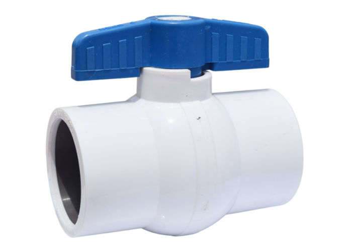 Solid Ball Valve White Short Handle Blue